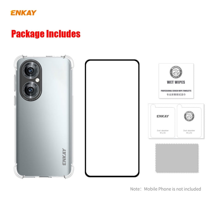 Hat-Prince ENKAY Clear TPU Estuche a prueba de golpes Funda antideslizante suave + 0.26mm 9H 2.5D Pegamento completo Cobertura completa Película protectora de vidrio templado, For Huawei P50, For Redmi K40 / K40 Pro / K40 Pro+                          ...