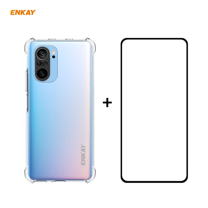 Hat-Prince ENKAY Clear TPU Estuche a prueba de golpes Funda antideslizante suave + 0.26mm 9H 2.5D Pegamento completo Cobertura completa Película protectora de vidrio templado, For Huawei P50, For Redmi K40 / K40 Pro / K40 Pro+                          ...