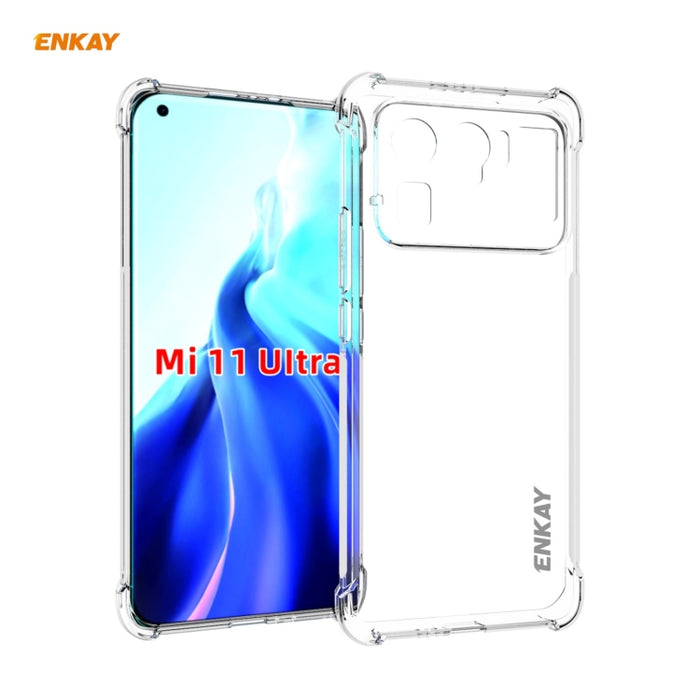 Para Xiaomi Mi 11 Ultra Hat-Prince ENKAY Funda transparente de TPU a prueba de golpes Cubierta suave antideslizante + Pantalla completa 3D PET Curvo Curvado en caliente Protector de pantalla HD Soporte de película suave Desbloqueo de huellas dactilares...