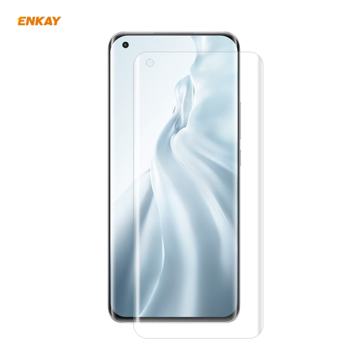 Para Xiaomi Mi 11 Ultra Hat-Prince ENKAY Funda transparente de TPU a prueba de golpes Cubierta suave antideslizante + Pantalla completa 3D PET Curvo Curvado en caliente Protector de pantalla HD Soporte de película suave Desbloqueo de huellas dactilares...