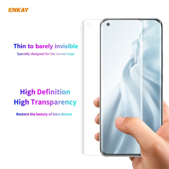Para Xiaomi Mi 11 Ultra Hat-Prince ENKAY Funda transparente de TPU a prueba de golpes Cubierta suave antideslizante + Pantalla completa 3D PET Curvo Curvado en caliente Protector de pantalla HD Soporte de película suave Desbloqueo de huellas dactilares...