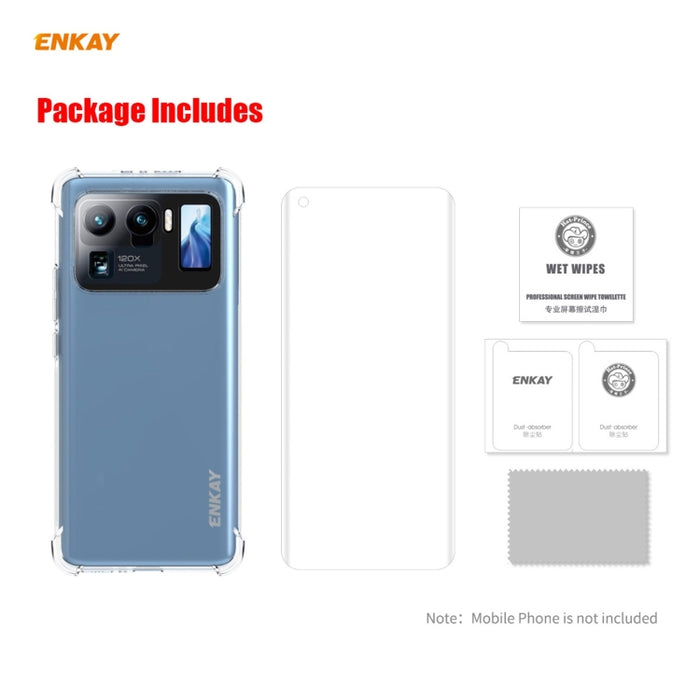 Para Xiaomi Mi 11 Ultra Hat-Prince ENKAY Funda transparente de TPU a prueba de golpes Cubierta suave antideslizante + Pantalla completa 3D PET Curvo Curvado en caliente Protector de pantalla HD Soporte de película suave Desbloqueo de huellas dactilares...