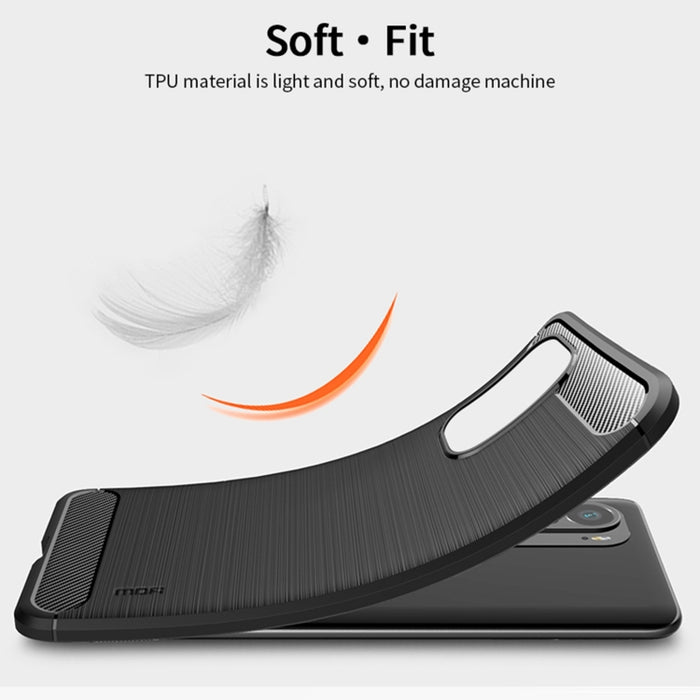 Funda de TPU suave de fibra de carbono con textura cepillada de la serie Gentleness de MOFI, For Redmi K40 /K40 Pro /K40 Pro+/Poco F3, For Redmi Note 9s /Note 9 Pro /Note 9 Pro Max, For Xiaomi Redmi Note 10 / Note 10S                                   ...