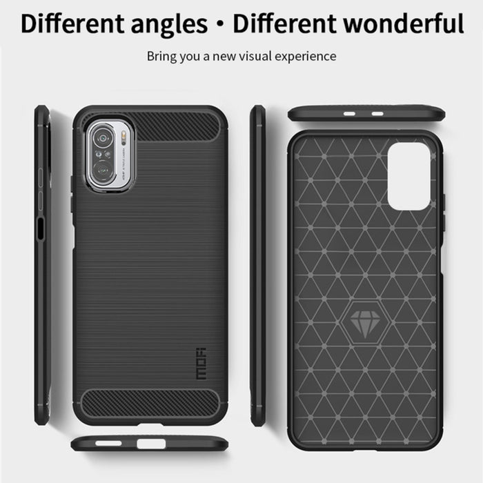 Funda de TPU suave de fibra de carbono con textura cepillada de la serie Gentleness de MOFI, For Redmi K40 /K40 Pro /K40 Pro+/Poco F3, For Redmi Note 9s /Note 9 Pro /Note 9 Pro Max, For Xiaomi Redmi Note 10 / Note 10S                                   ...