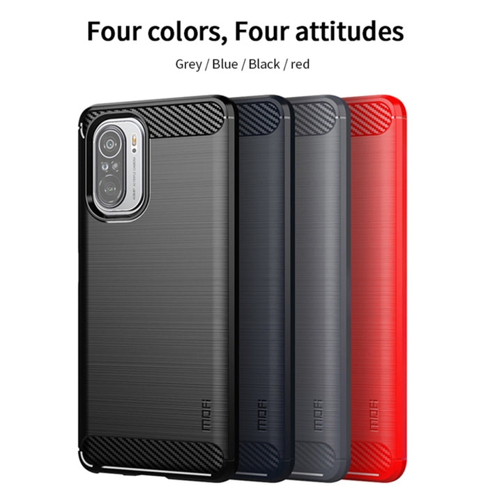 Funda de TPU suave de fibra de carbono con textura cepillada de la serie Gentleness de MOFI, For Redmi K40 /K40 Pro /K40 Pro+/Poco F3, For Redmi Note 9s /Note 9 Pro /Note 9 Pro Max, For Xiaomi Redmi Note 10 / Note 10S                                   ...