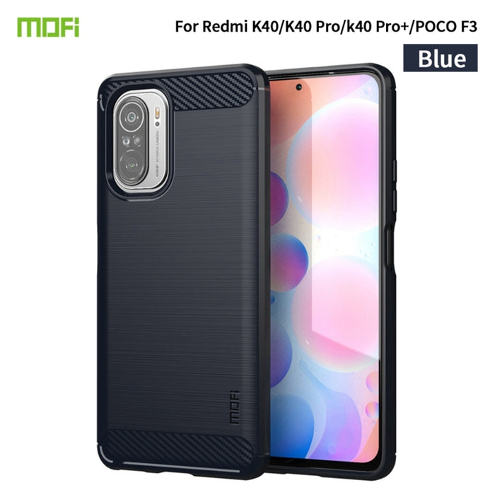 Funda de TPU suave de fibra de carbono con textura cepillada de la serie Gentleness de MOFI, For Redmi K40 /K40 Pro /K40 Pro+/Poco F3, For Redmi Note 9s /Note 9 Pro /Note 9 Pro Max, For Xiaomi Redmi Note 10 / Note 10S                                   ...