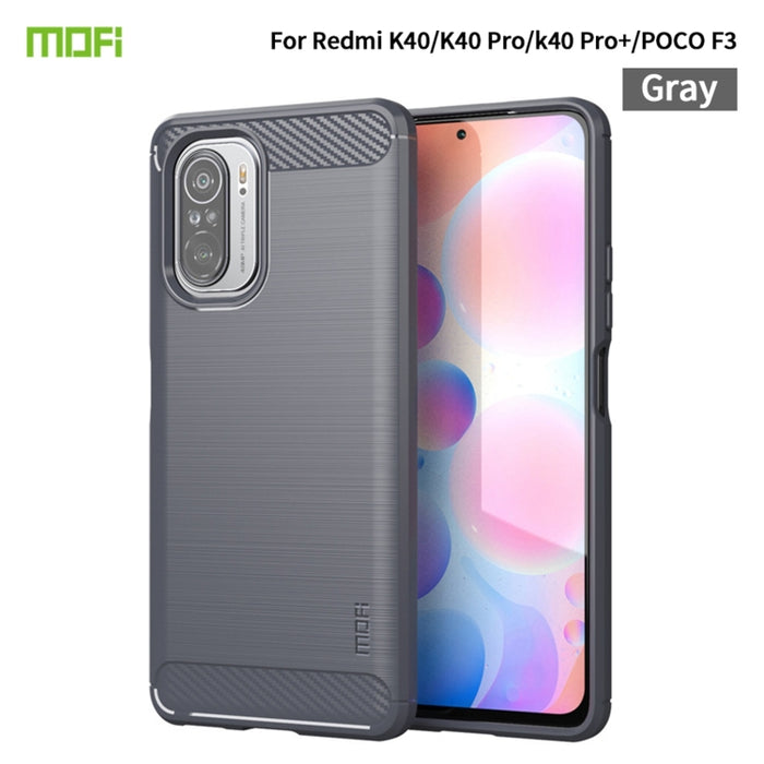 Funda de TPU suave de fibra de carbono con textura cepillada de la serie Gentleness de MOFI, For Redmi K40 /K40 Pro /K40 Pro+/Poco F3, For Redmi Note 9s /Note 9 Pro /Note 9 Pro Max, For Xiaomi Redmi Note 10 / Note 10S                                   ...