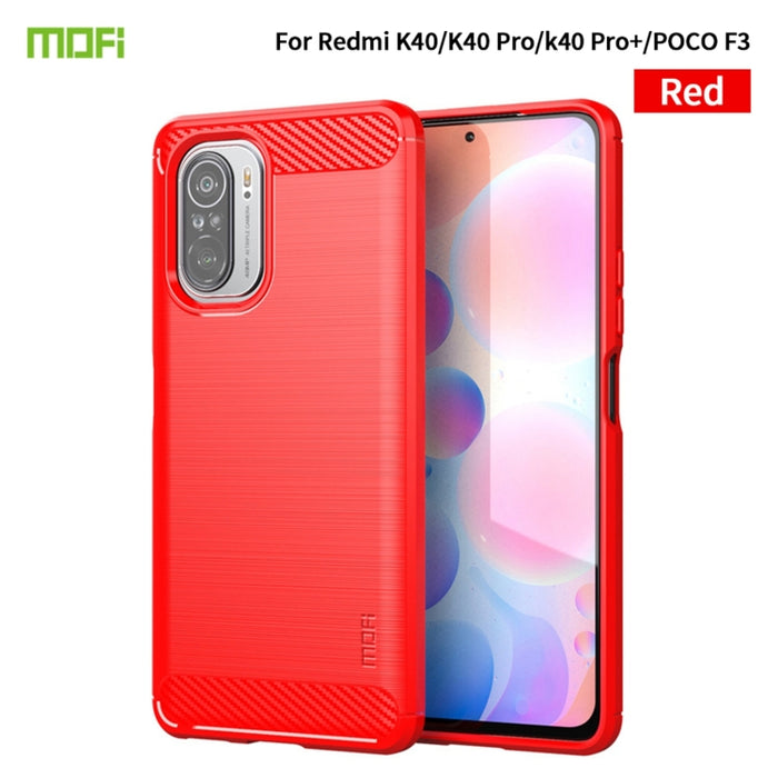 Funda de TPU suave de fibra de carbono con textura cepillada de la serie Gentleness de MOFI, For Redmi K40 /K40 Pro /K40 Pro+/Poco F3, For Redmi Note 9s /Note 9 Pro /Note 9 Pro Max, For Xiaomi Redmi Note 10 / Note 10S                                   ...