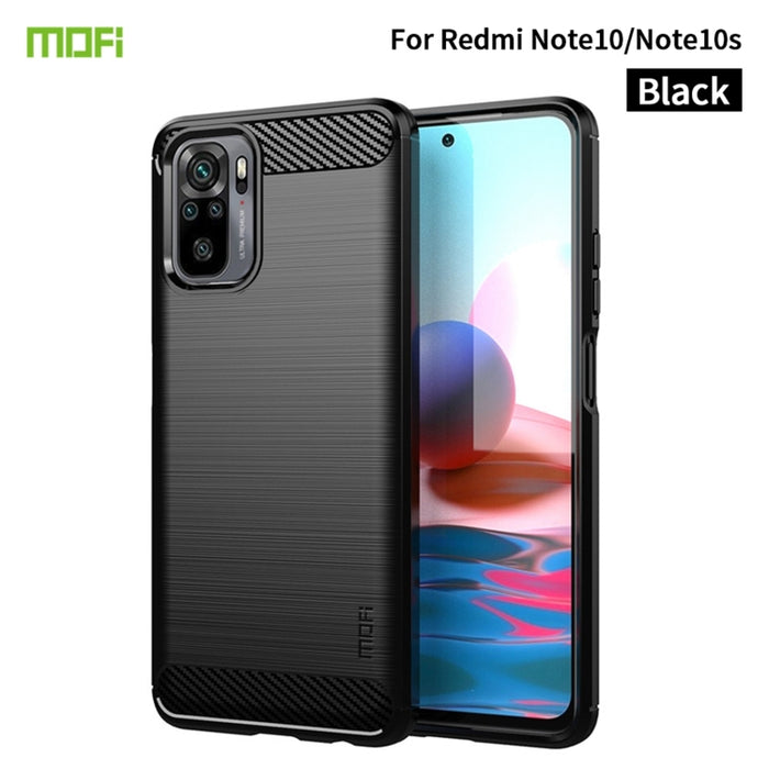 Funda de TPU suave de fibra de carbono con textura cepillada de la serie Gentleness de MOFI, For Redmi K40 /K40 Pro /K40 Pro+/Poco F3, For Redmi Note 9s /Note 9 Pro /Note 9 Pro Max, For Xiaomi Redmi Note 10 / Note 10S                                   ...