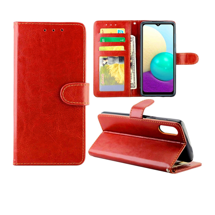 Estuche protector con tapa horizontal de cuero con textura de caballo loco con soporte y ranuras para tarjetas y billetera y marco de fotos, For OPPO A55 5G, For OPPO A93 5G, For vivo Y31S/Y52S/IQOO U3 5G, For Samsung Galaxy A02/M02                    ...