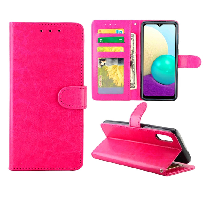 Estuche protector con tapa horizontal de cuero con textura de caballo loco con soporte y ranuras para tarjetas y billetera y marco de fotos, For OPPO A55 5G, For OPPO A93 5G, For vivo Y31S/Y52S/IQOO U3 5G, For Samsung Galaxy A02/M02                    ...