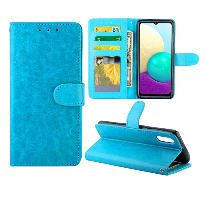 Estuche protector con tapa horizontal de cuero con textura de caballo loco con soporte y ranuras para tarjetas y billetera y marco de fotos, For OPPO A55 5G, For OPPO A93 5G, For vivo Y31S/Y52S/IQOO U3 5G, For Samsung Galaxy A02/M02                    ...