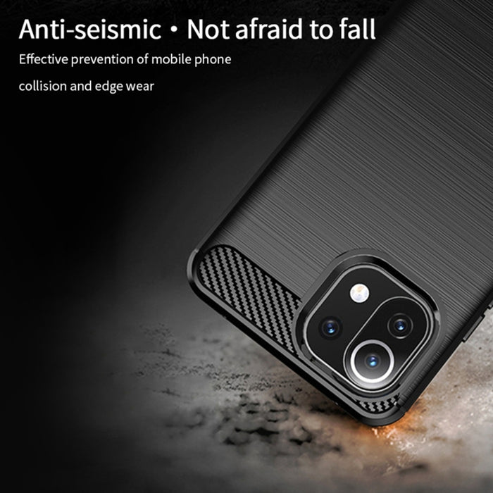 Funda de TPU suave de fibra de carbono con textura cepillada de la serie Gentleness de MOFI, For Xiaomi Mi 11 Lite, For Xiaomi Mi 11 Pro, For OnePlus 9R