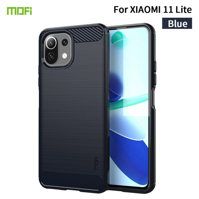Funda de TPU suave de fibra de carbono con textura cepillada de la serie Gentleness de MOFI, For Xiaomi Mi 11 Lite, For Xiaomi Mi 11 Pro, For OnePlus 9R