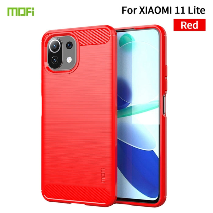 Funda de TPU suave de fibra de carbono con textura cepillada de la serie Gentleness de MOFI, For Xiaomi Mi 11 Lite, For Xiaomi Mi 11 Pro, For OnePlus 9R