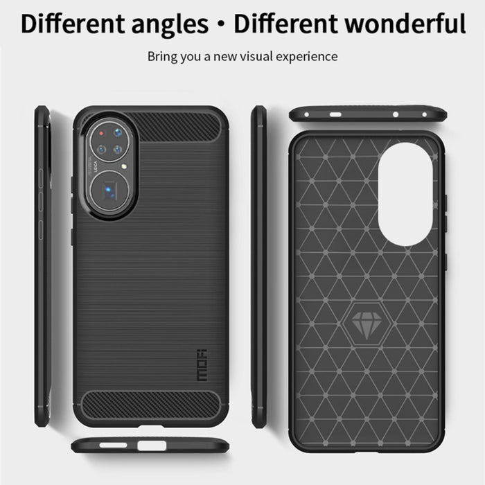 Funda de TPU suave de fibra de carbono con textura cepillada de la serie Gentleness de MOFI, For Huawei P50 Pro, For Xiaomi Mi 11 Ultra, For OnePlus 8