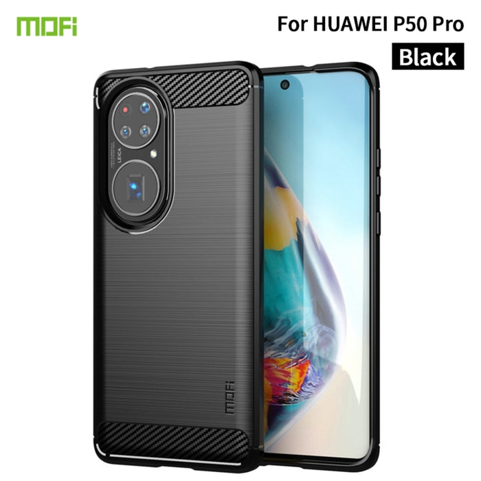 Funda de TPU suave de fibra de carbono con textura cepillada de la serie Gentleness de MOFI, For Huawei P50 Pro, For Xiaomi Mi 11 Ultra, For OnePlus 8