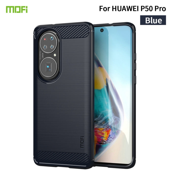 Funda de TPU suave de fibra de carbono con textura cepillada de la serie Gentleness de MOFI, For Huawei P50 Pro, For Xiaomi Mi 11 Ultra, For OnePlus 8