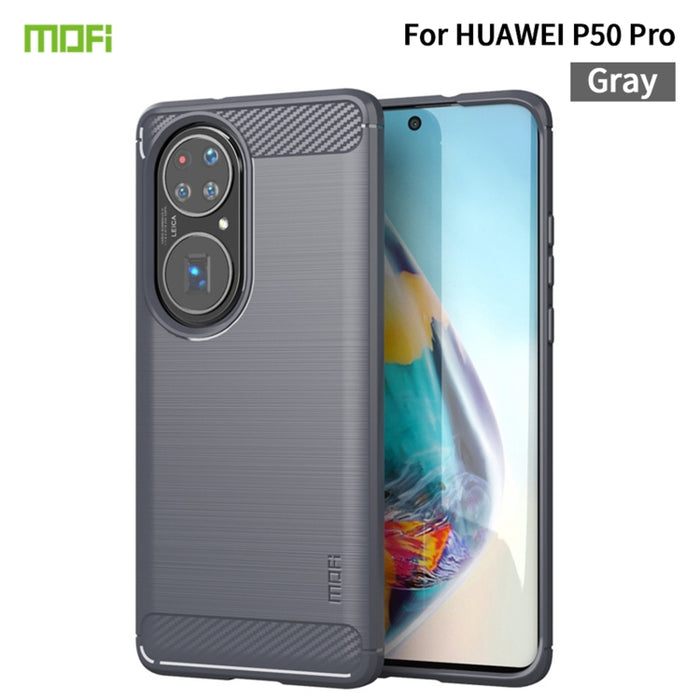 Funda de TPU suave de fibra de carbono con textura cepillada de la serie Gentleness de MOFI, For Huawei P50 Pro, For Xiaomi Mi 11 Ultra, For OnePlus 8
