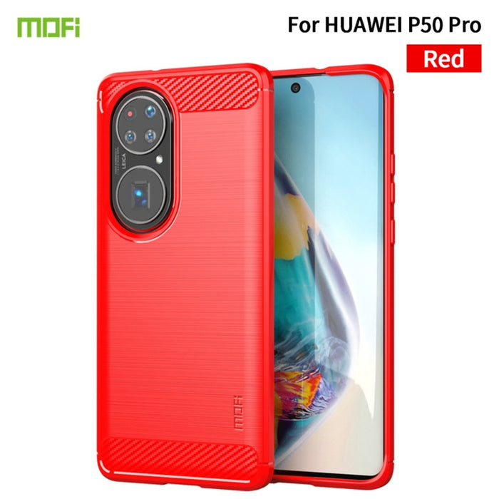 Funda de TPU suave de fibra de carbono con textura cepillada de la serie Gentleness de MOFI, For Huawei P50 Pro, For Xiaomi Mi 11 Ultra, For OnePlus 8