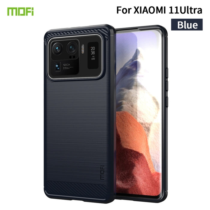 Funda de TPU suave de fibra de carbono con textura cepillada de la serie Gentleness de MOFI, For Huawei P50 Pro, For Xiaomi Mi 11 Ultra, For OnePlus 8