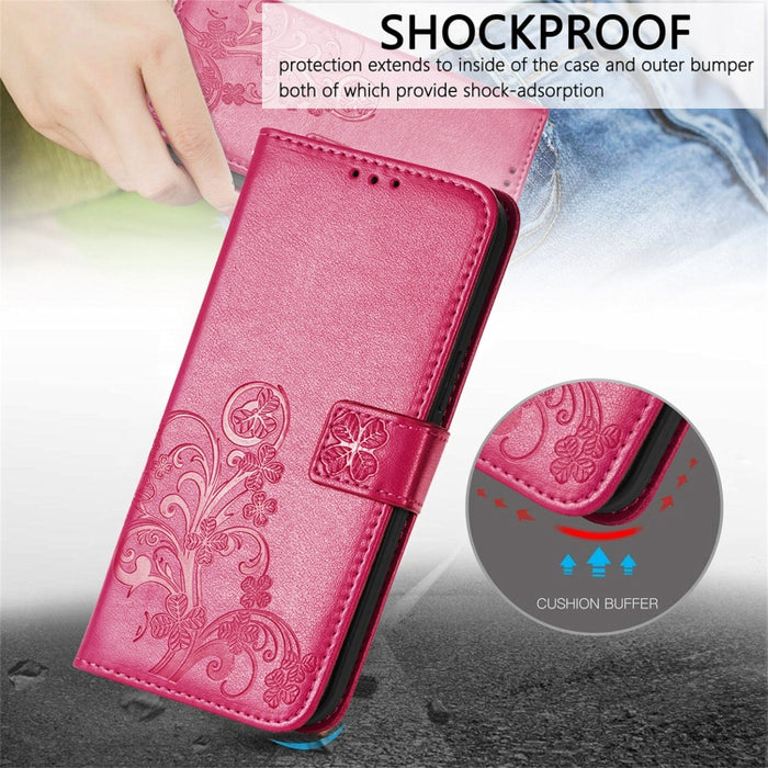 Estuche de cuero con protección para teléfono móvil con hebilla en relieve y cierre de cuatro hojas con cordón y ranura para tarjeta y función de billetera y soporte, For Samsung Galaxy A22 5G, For Samsung Galaxy A22 4G, For Samsung Galaxy F62/M62     ...