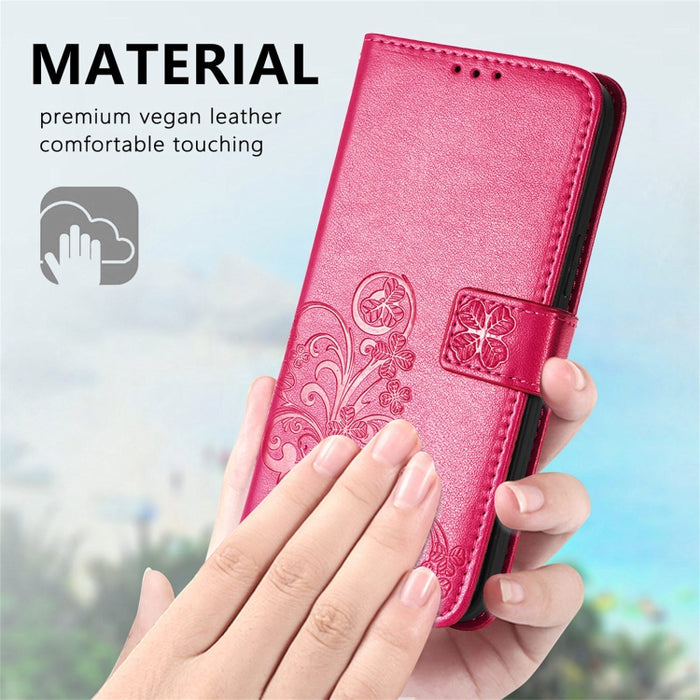 Estuche de cuero con protección para teléfono móvil con hebilla en relieve y cierre de cuatro hojas con cordón y ranura para tarjeta y función de billetera y soporte, For Samsung Galaxy A22 5G, For Samsung Galaxy A22 4G, For Samsung Galaxy F62/M62     ...