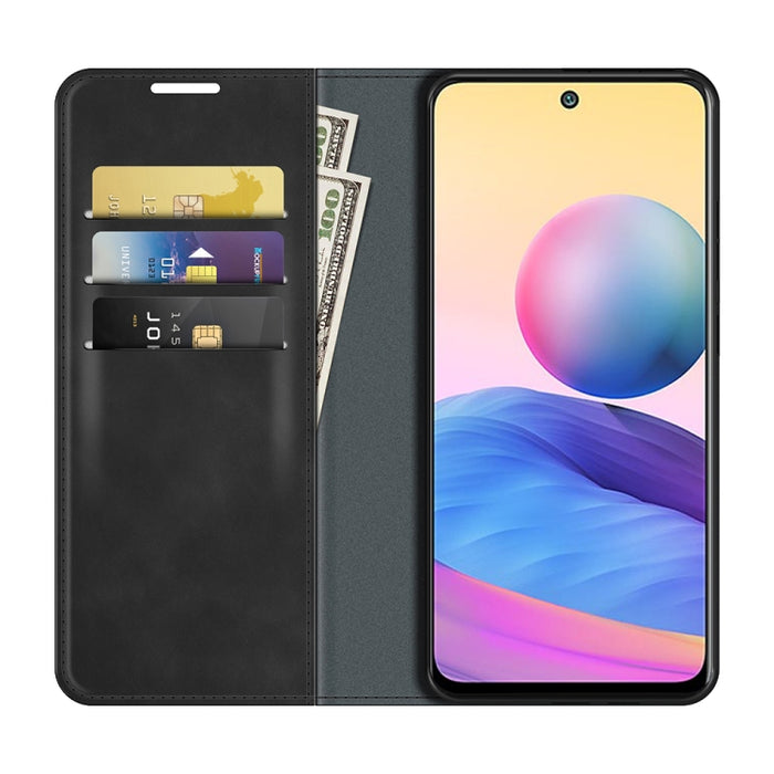 Para Xiaomi Redmi Note 10 5G Funda de cuero de succión magnética de negocios de piel retro con soporte y ranuras para tarjetas y billetera, For Xiaomi Redmi Note 10 5G