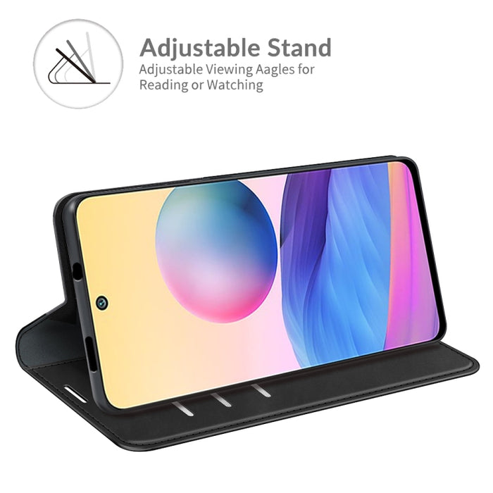 Para Xiaomi Redmi Note 10 5G Funda de cuero de succión magnética de negocios de piel retro con soporte y ranuras para tarjetas y billetera, For Xiaomi Redmi Note 10 5G