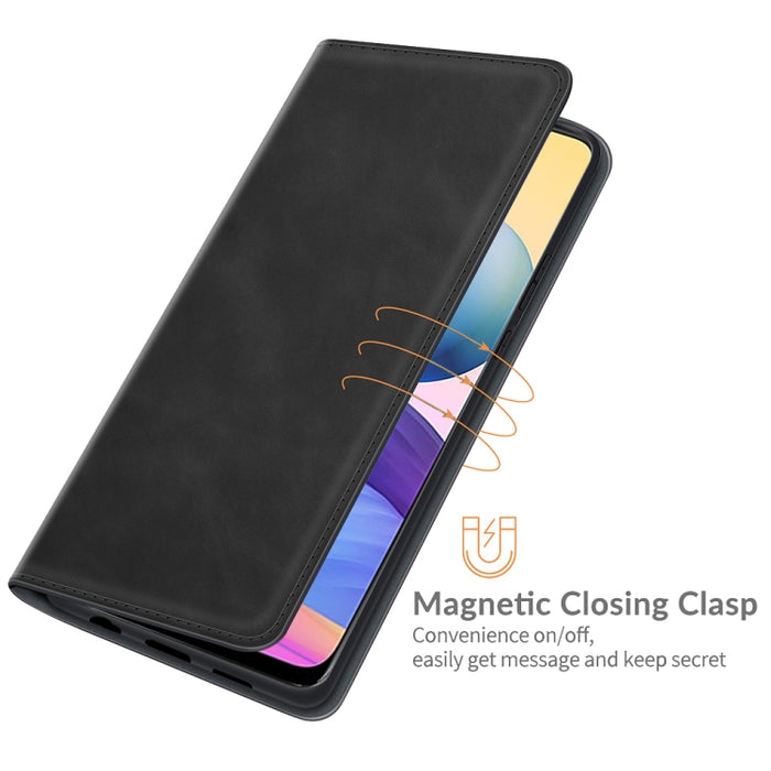 Para Xiaomi Redmi Note 10 5G Funda de cuero de succión magnética de negocios de piel retro con soporte y ranuras para tarjetas y billetera, For Xiaomi Redmi Note 10 5G