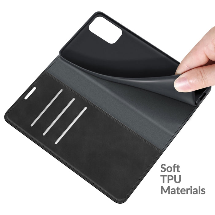 Para Xiaomi Redmi Note 10 5G Funda de cuero de succión magnética de negocios de piel retro con soporte y ranuras para tarjetas y billetera, For Xiaomi Redmi Note 10 5G