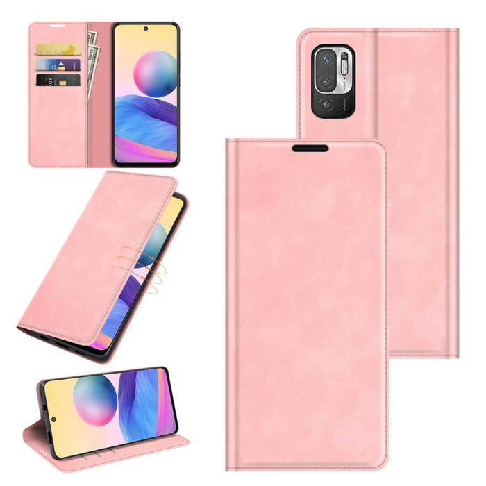 Para Xiaomi Redmi Note 10 5G Funda de cuero de succión magnética de negocios de piel retro con soporte y ranuras para tarjetas y billetera, For Xiaomi Redmi Note 10 5G