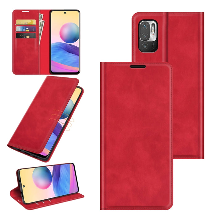 Para Xiaomi Redmi Note 10 5G Funda de cuero de succión magnética de negocios de piel retro con soporte y ranuras para tarjetas y billetera, For Xiaomi Redmi Note 10 5G