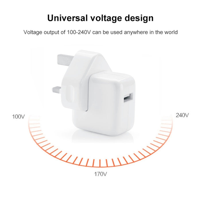 Cargador de viaje con puerto USB de 12 W para iPad Series / iPod Series / iPhone Series, enchufe del Reino Unido