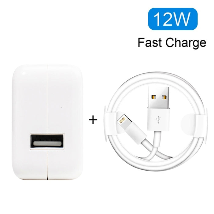 Cargador USB de 12 W + cable de datos USB a 8 pines para iPad / iPhone / iPod Series, enchufe de la UE