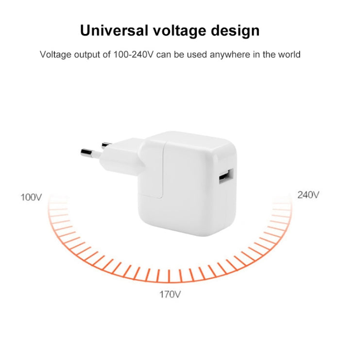 Cargador USB de 12 W + cable de datos USB a 8 pines para iPad / iPhone / iPod Series, enchufe de la UE