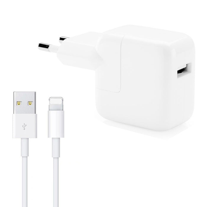 Cargador USB de 12 W + cable de datos USB a 8 pines para iPad / iPhone / iPod Series, enchufe de la UE