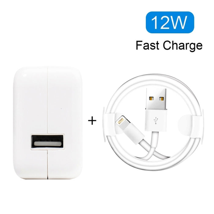 Cargador USB de 12 W + cable de datos USB a 8 pines para iPad / iPhone / iPod Series, enchufe británico
