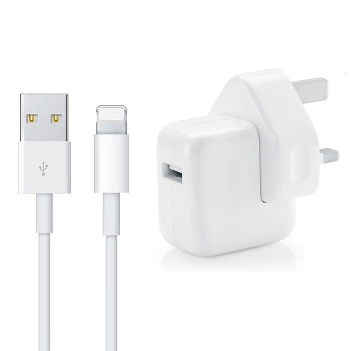 Cargador USB de 12 W + cable de datos USB a 8 pines para iPad / iPhone / iPod Series, enchufe británico