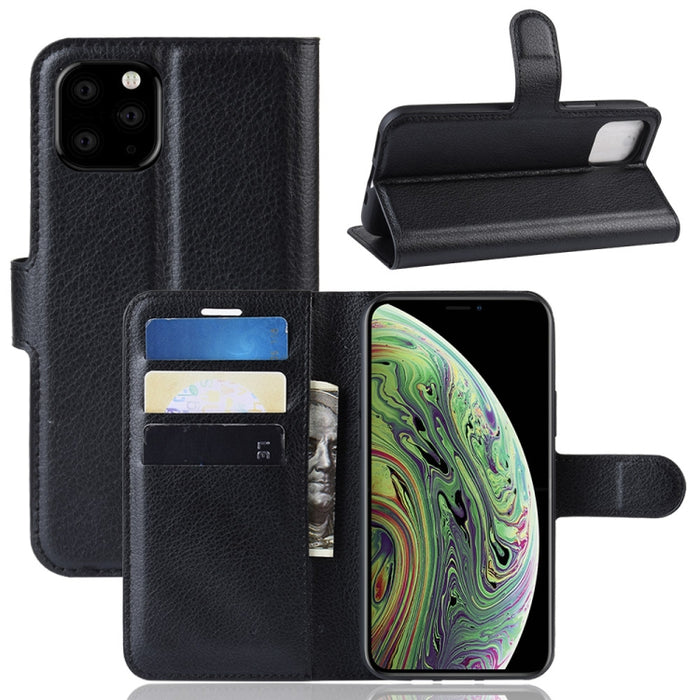 Litchi Skin PU Leather Wallet Stand Mobile Case para iPhone XI (2019)