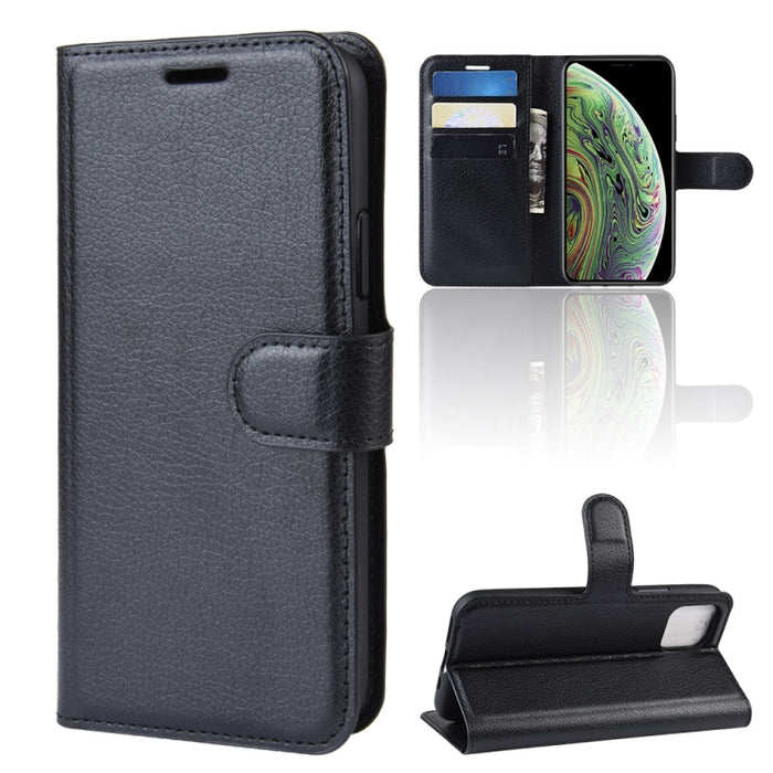 Litchi Skin PU Leather Wallet Stand Mobile Case para iPhone XI (2019)