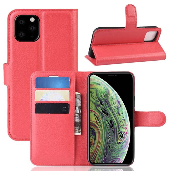 Litchi Skin PU Leather Wallet Stand Mobile Case para iPhone XI (2019)