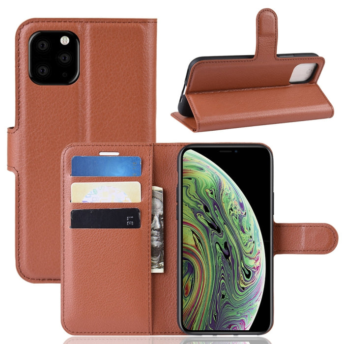 Litchi Skin PU Leather Wallet Stand Mobile Case para iPhone XI (2019)