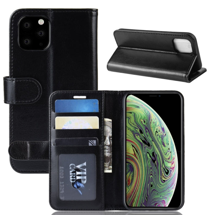 Funda para teléfono celular con soporte y tapa de cuero PU Crazy Horse con billetera para iPhone XI (2019)
