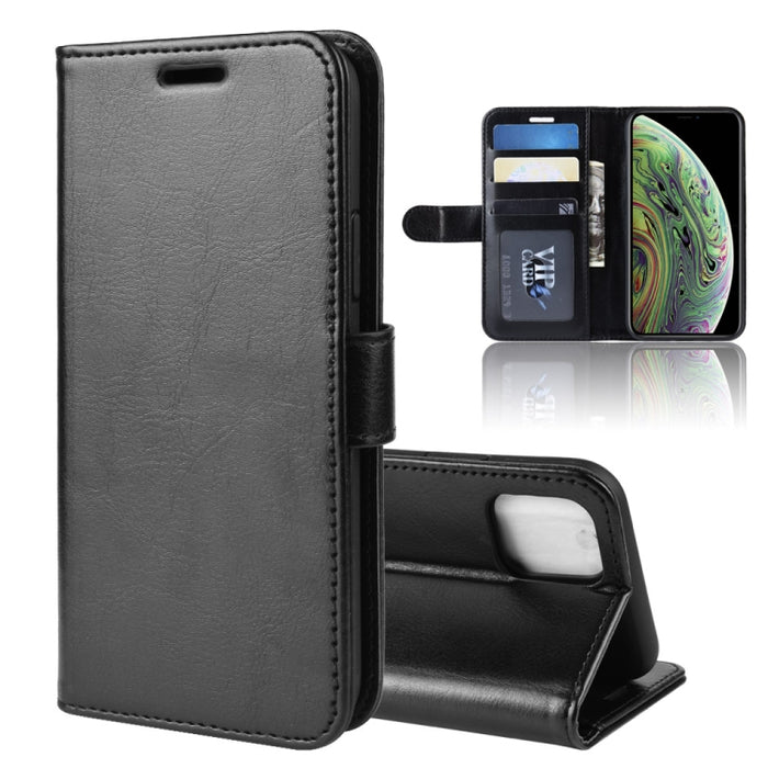 Funda para teléfono celular con soporte y tapa de cuero PU Crazy Horse con billetera para iPhone XI (2019)