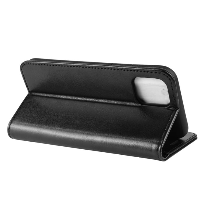 Funda para teléfono celular con soporte y tapa de cuero PU Crazy Horse con billetera para iPhone XI (2019)