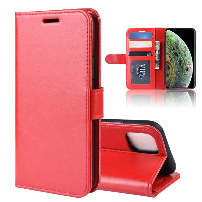 Funda para teléfono celular con soporte y tapa de cuero PU Crazy Horse con billetera para iPhone XI (2019)