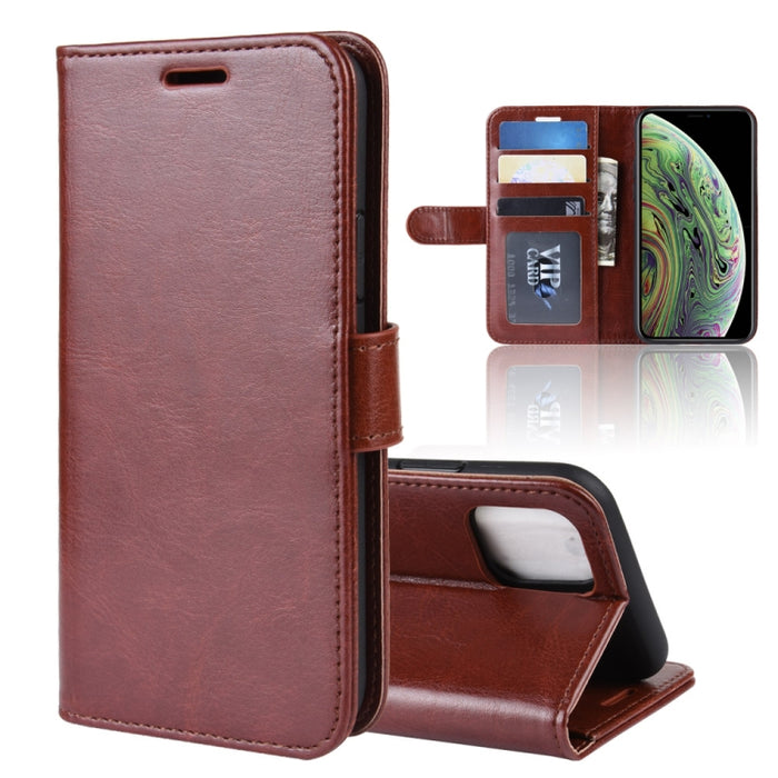 Funda para teléfono celular con soporte y tapa de cuero PU Crazy Horse con billetera para iPhone XI (2019)