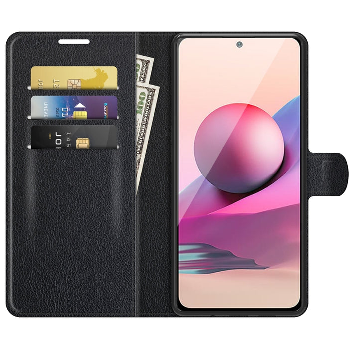 Para Xiaomi Redmi Note 10 4G / Note 10S Litchi Texture Funda protectora con tapa horizontal con soporte, ranuras para tarjetas y billetera, For Xiaomi Redmi Note 10 4G