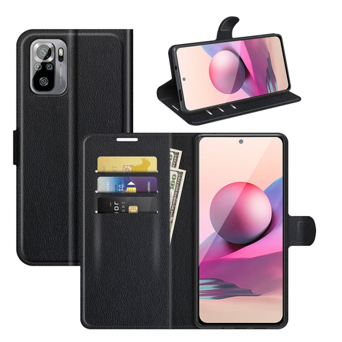 Para Xiaomi Redmi Note 10 4G / Note 10S Litchi Texture Funda protectora con tapa horizontal con soporte, ranuras para tarjetas y billetera, For Xiaomi Redmi Note 10 4G